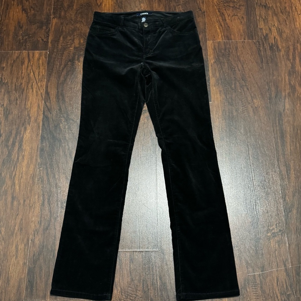 CHAPS Women’s Black Corduroy Pants Straight Fit Mid Rise Size 6